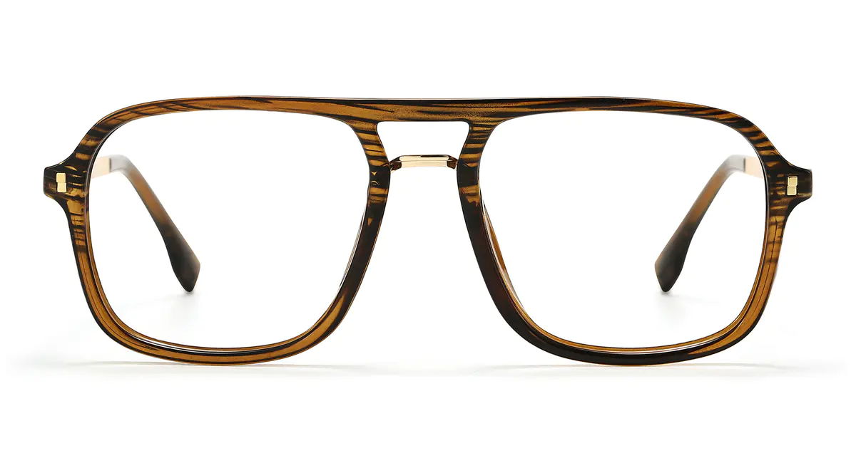 Aviator Brown Striped Eyeglasses