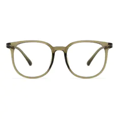 Round Transparent Green Eyeglasses
