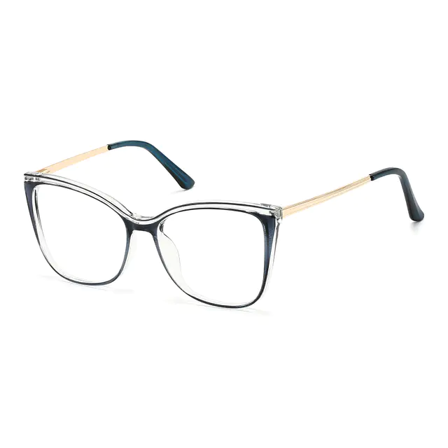 Cat-eye Transparent Blue Eyeglasses