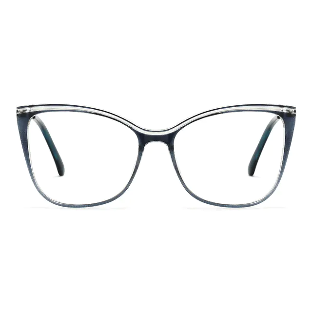 Cat-eye Transparent Blue Eyeglasses