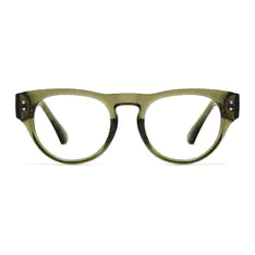 Round Transparent Green Eyeglasses