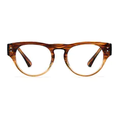 Round Brown Striped Eyeglasses