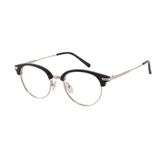 Oval Black Gold Eyeglasses