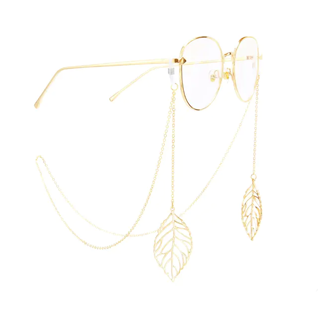 Gold-colored eyeglasses chain