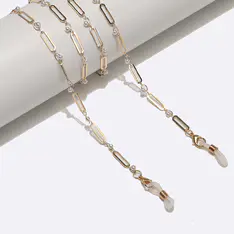 Gold-colored eyeglasses chain
