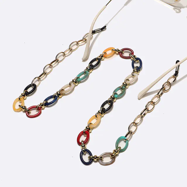 Gold and Red  Eyeglasses Chain