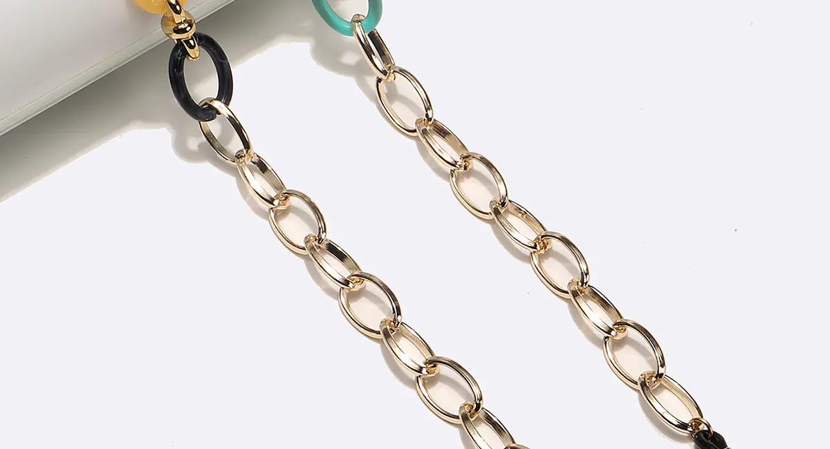 Gold and Red  Eyeglasses Chain