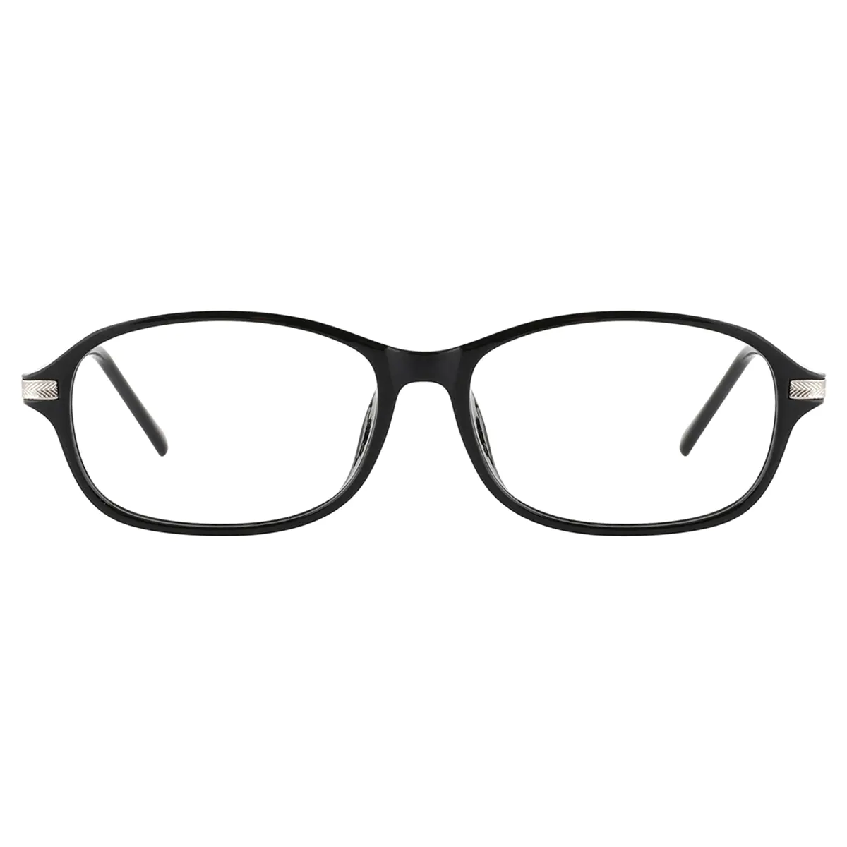 Oval Black/Silver Eyeglasses