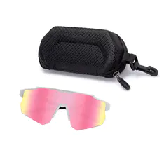 Rectangle Iridescent Pink Cycling Sunglasses