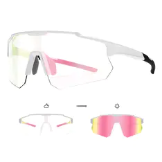Rectangle Iridescent Pink Cycling Sunglasses