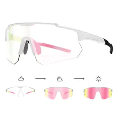 Rectangle Iridescent Pink Cycling Sunglasses