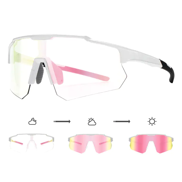 Photochromic Iridescent Pink Cycling Eyeglasses