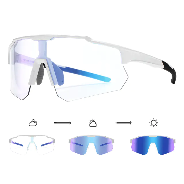 Photochromic Iridescent Blue Cycling Eyeglasses