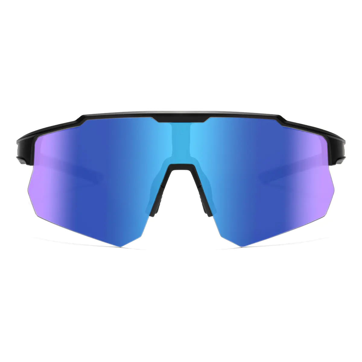 Rectangle Iridescent Blue Cycling Sunglasses