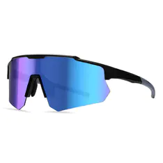 Rectangle Iridescent Blue Cycling Sunglasses