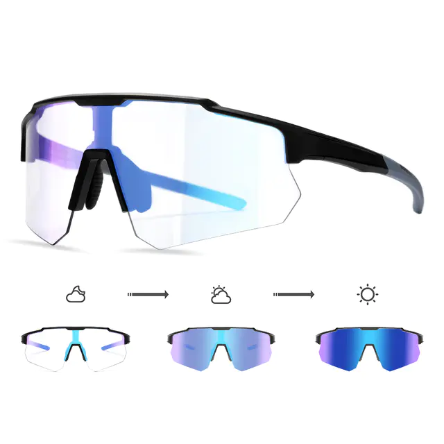 Photochromic Iridescent Blue Sport Eyeglasses