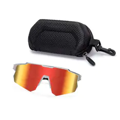 Rectangle Iridescent Red Cycling Sunglasses