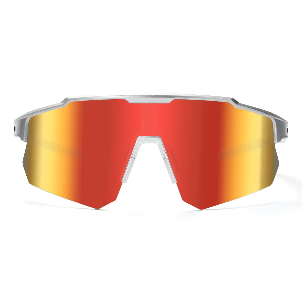 Rectangle Iridescent Red Cycling Sunglasses