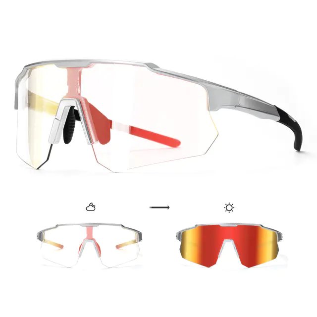 Rectangle Iridescent Red Cycling Sunglasses