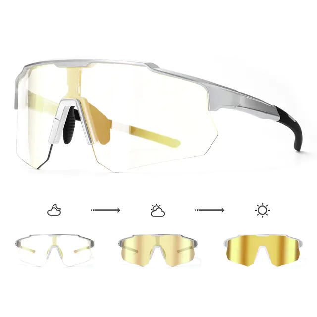 Photochromic Iridescent Gold Cycling Eyeglasses