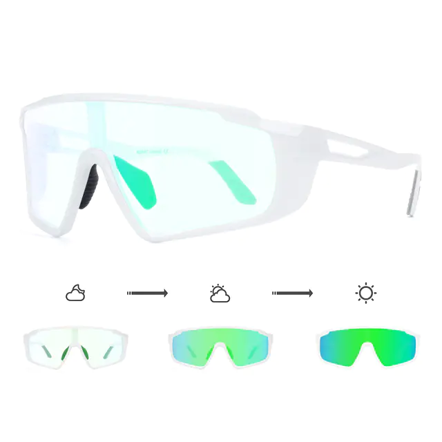 Photochromic Iridescent Green Sport Eyeglasses