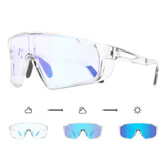 Photochromic Iridescent Blue Cycling Eyeglasses