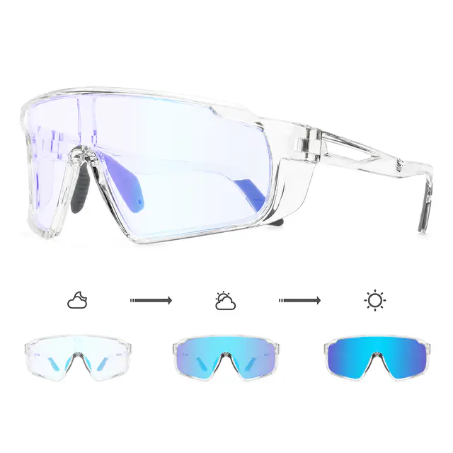 Photochromic Iridescent Blue Cycling Eyeglasses