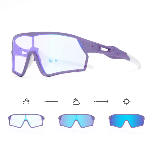 Photochromic Iridescent Blue Cycling Eyeglasses