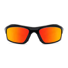 Rectangle Iridescent Red/Black Sports Sunglasses
