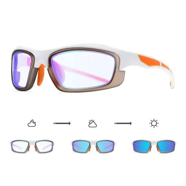 Photochromic Iridescent Blue Cycling Eyeglasses