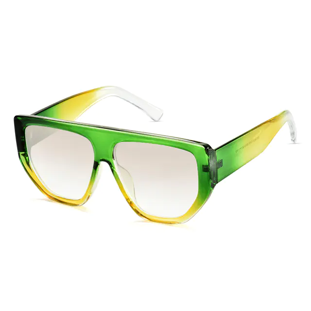 Geometric Gradient Green/Yellow Sunglasses