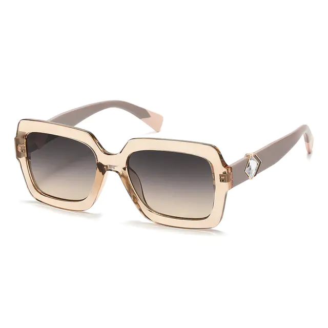 Rectangle Transparent Brown Sunglasses
