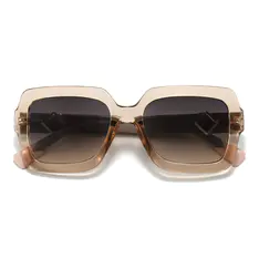 Rectangle Transparent Brown Sunglasses