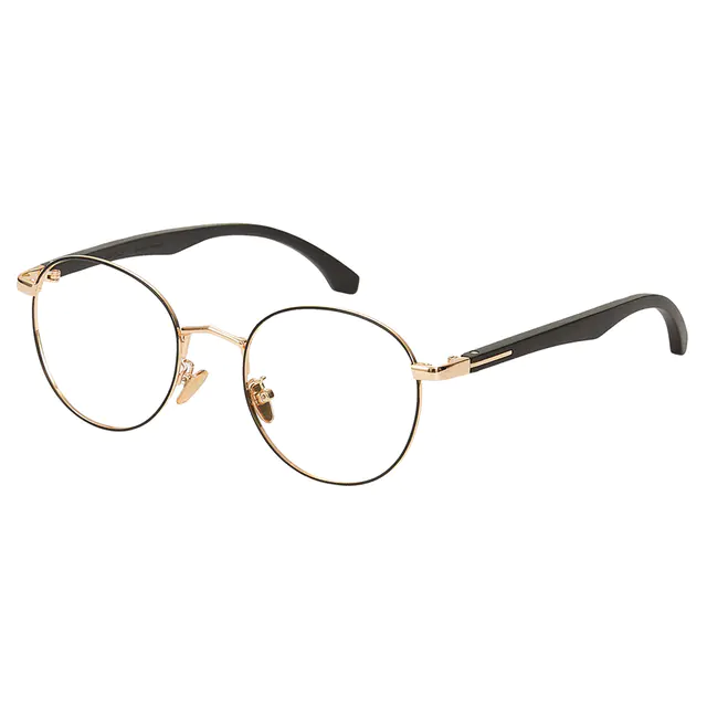 Round Black Gold Eyeglasses