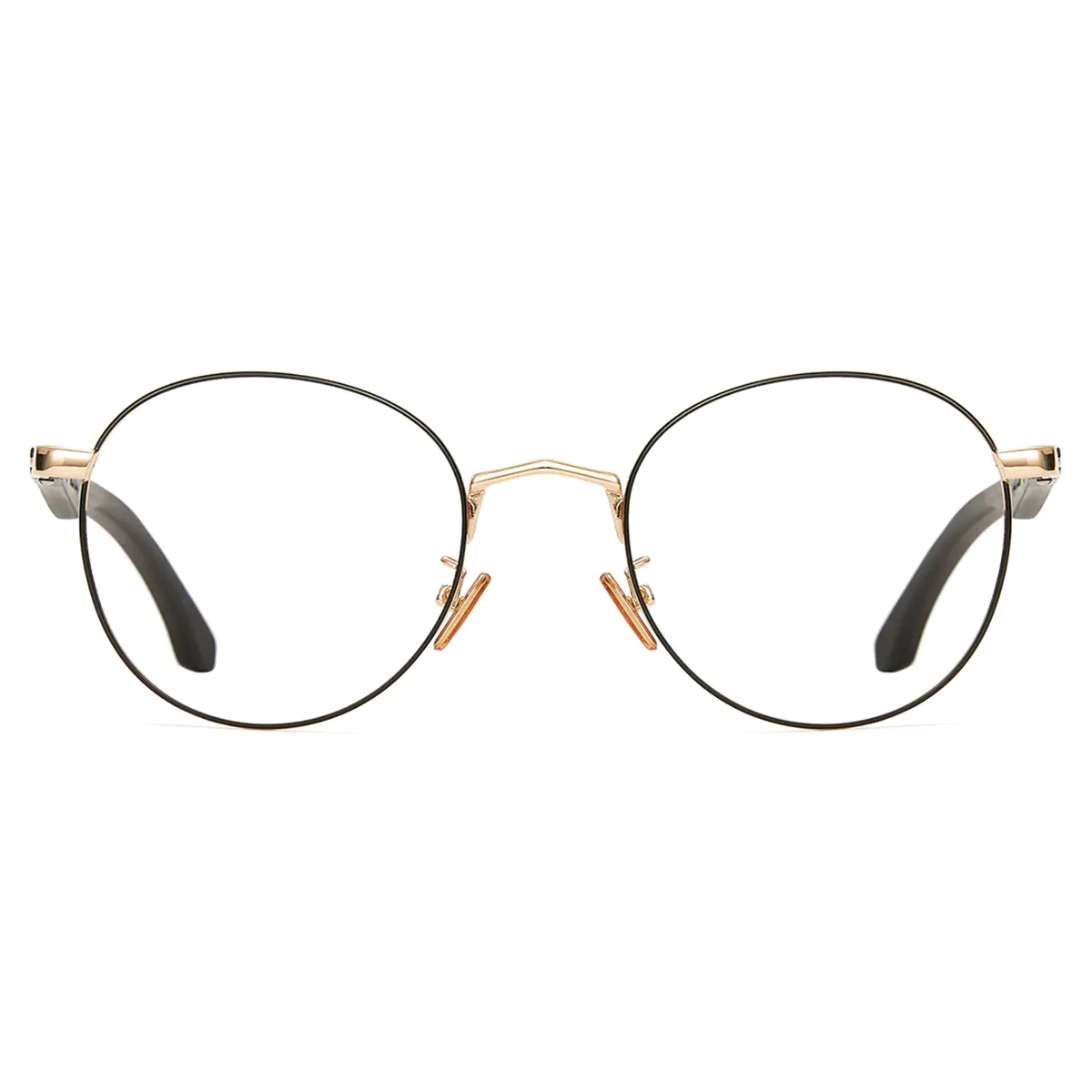 Round Black Gold Eyeglasses