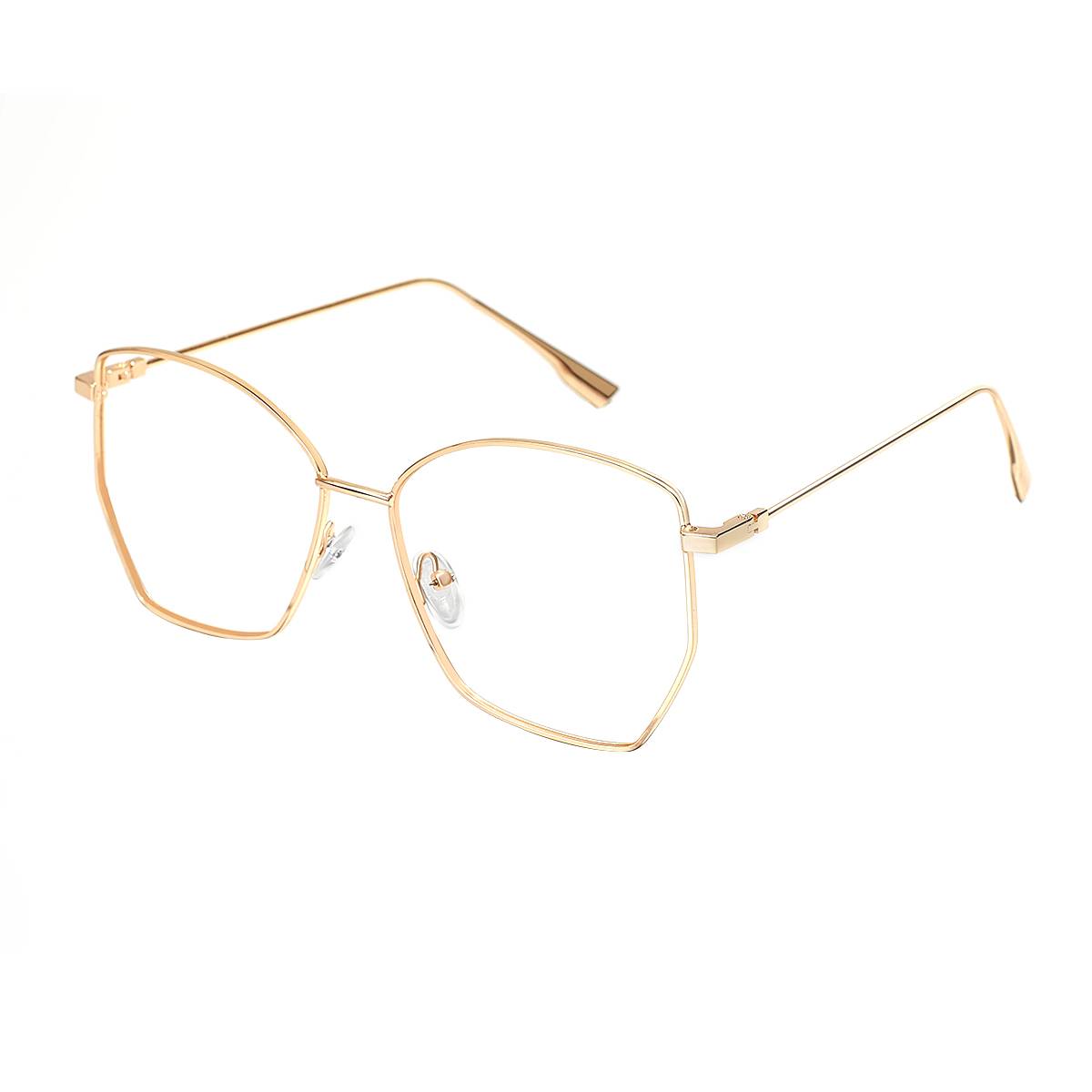 Geometric Gold Eyeglasses for Women